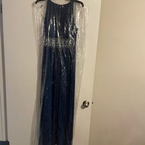 R & M Richards Blue Long Dress Size 14
